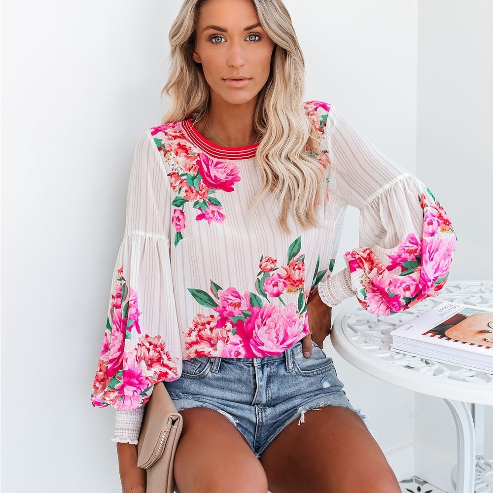 Vici Valencia Rose Printed Blouse small